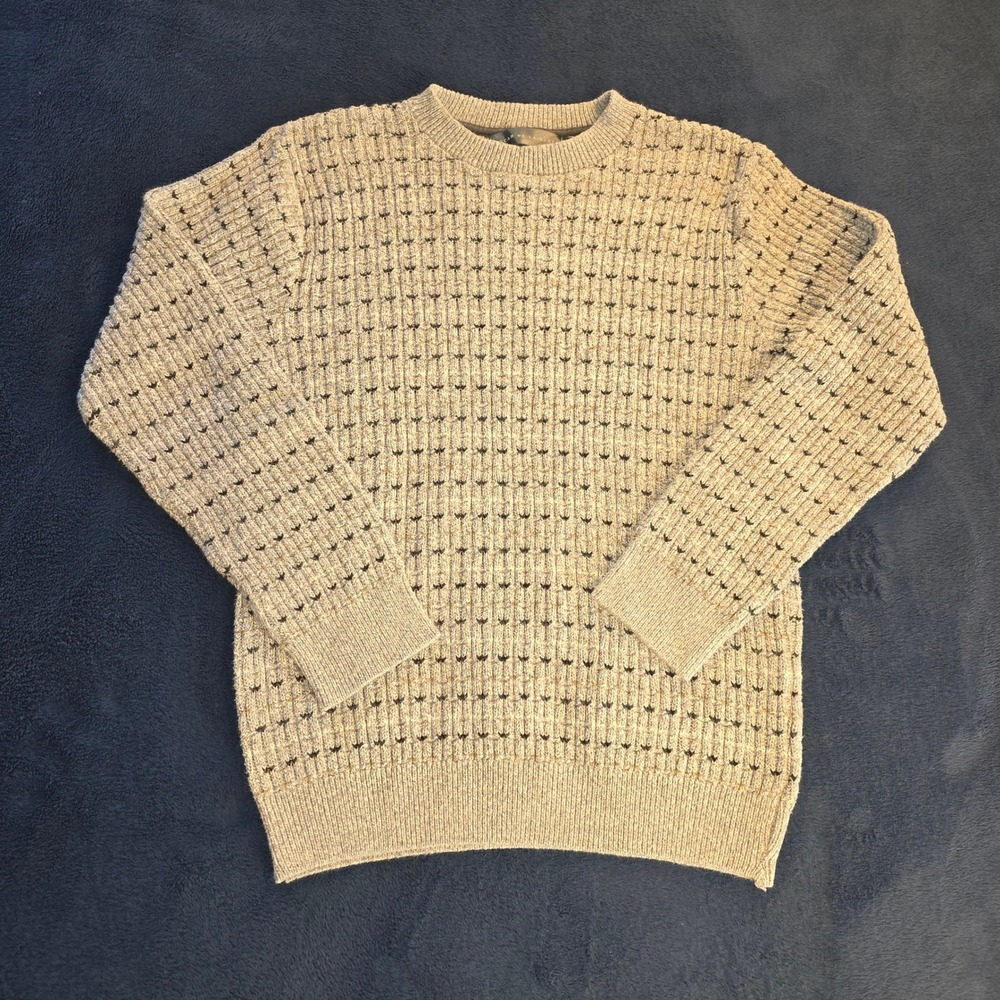 Oscar De La Renta Mens Gray Textured Knit Crewneck Sweater Size M WPL 12902